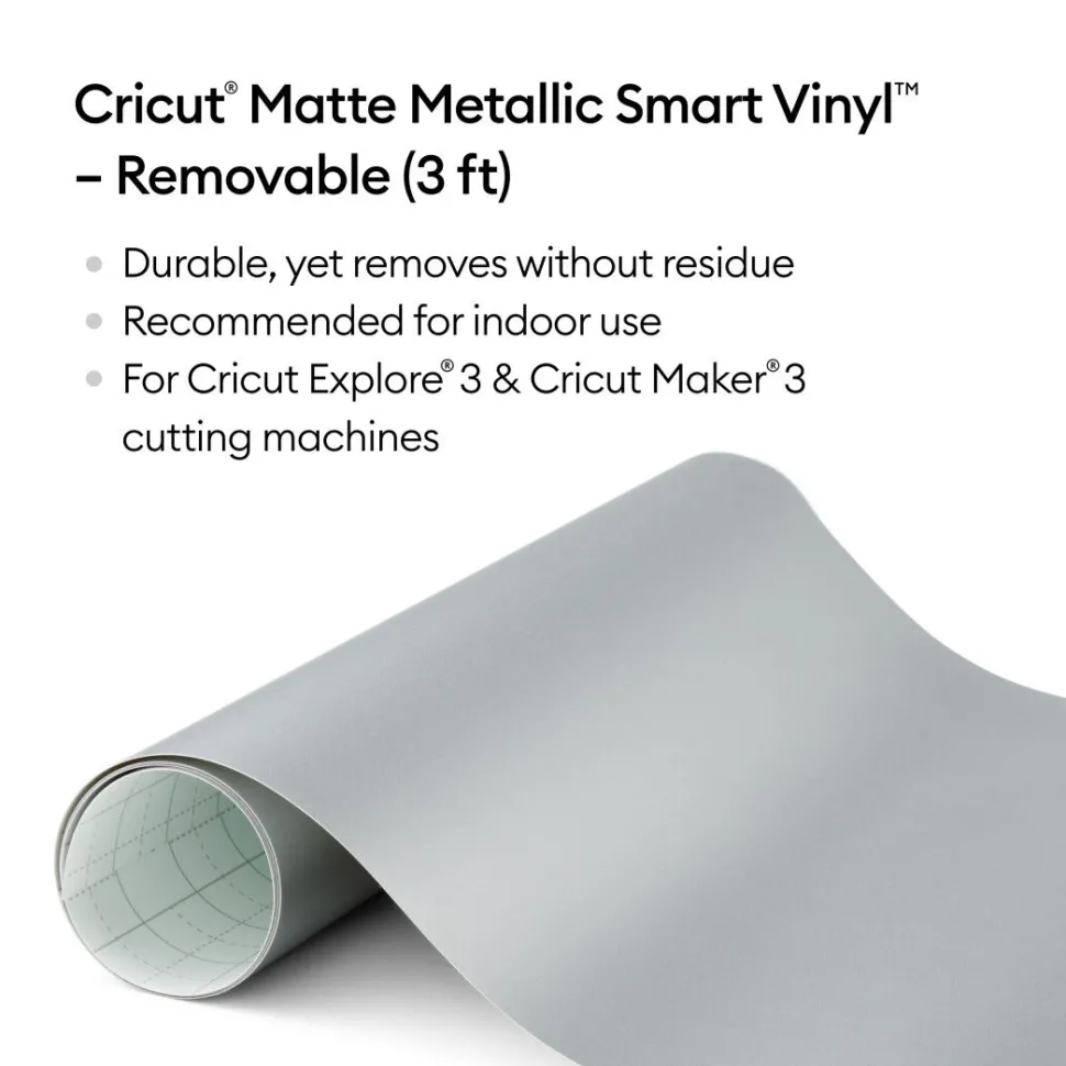 Matte Metallic Smart Vinyl™ - Removable, Silver (3 ft)